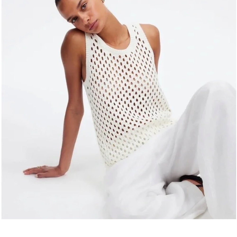 Madewell Cream Open Stitch Tank Top